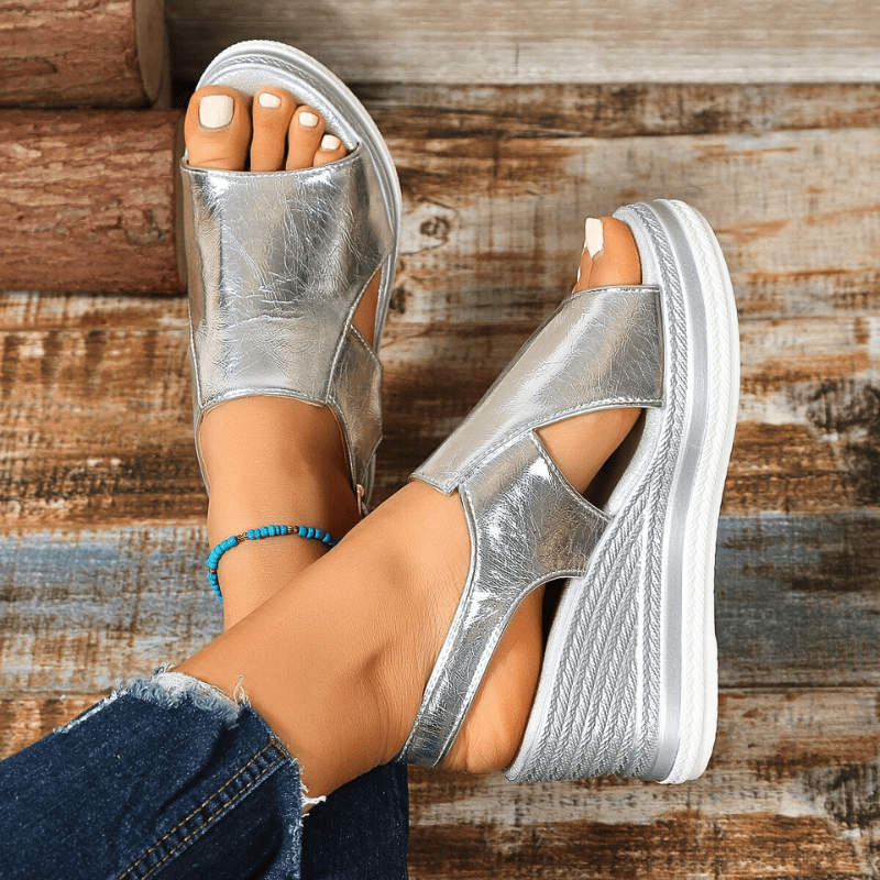 Wedge Platform Sandals with Adjustable Buckle Strap