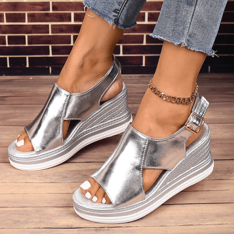 Wedge Platform Sandals with Adjustable Buckle Strap
