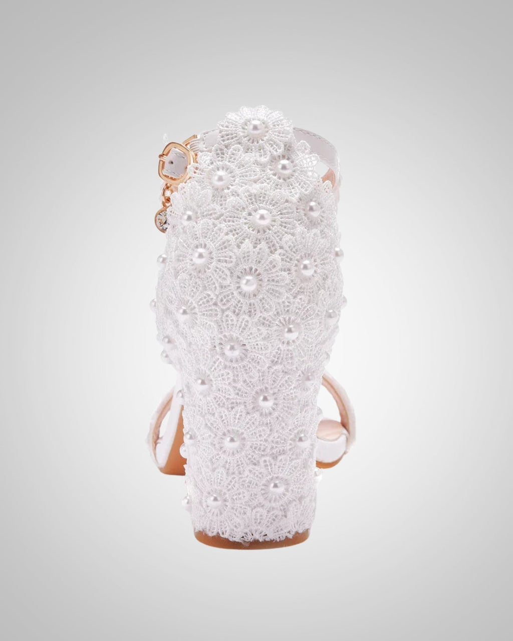 Floral Lace Block Heel Sandals for Weddings and Parties