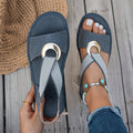 Slingback Sandals with Gold Ring Cross Straps