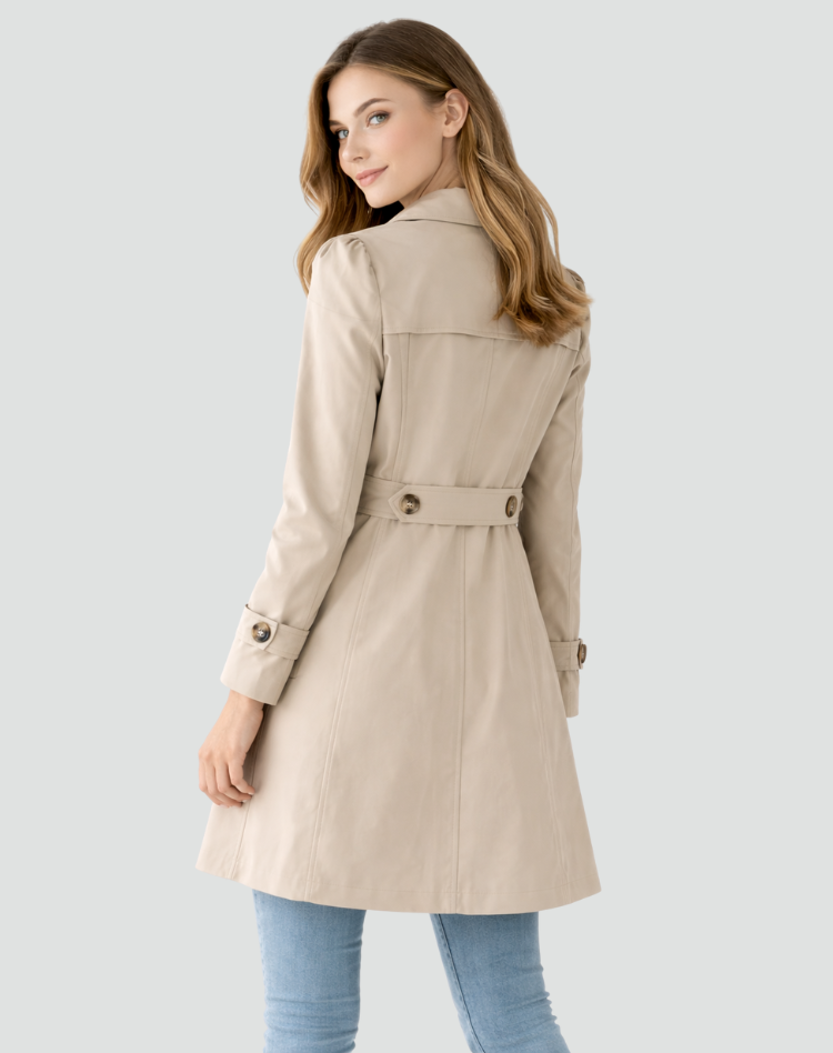Lightweight Tailored Trench Coat with Classic Lapel Collar