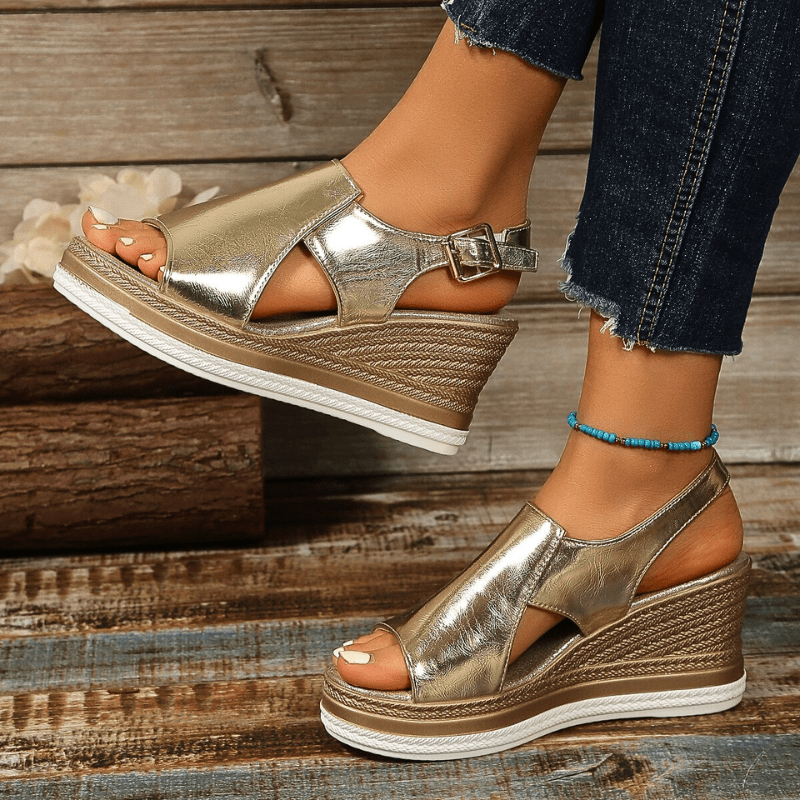 Wedge Platform Sandals with Adjustable Buckle Strap