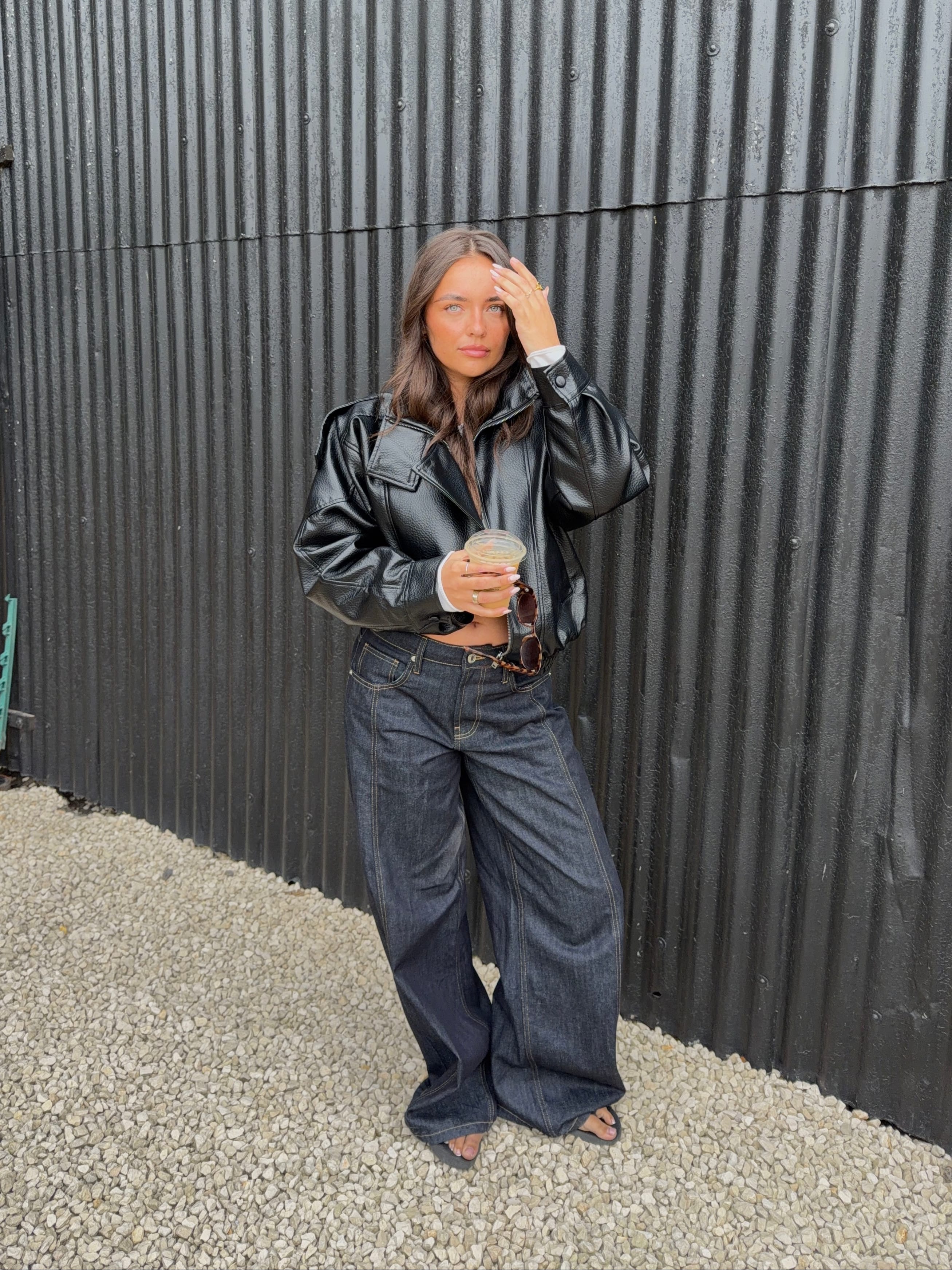 High Rise Baggy Wide Leg Jeans in Dark Wash