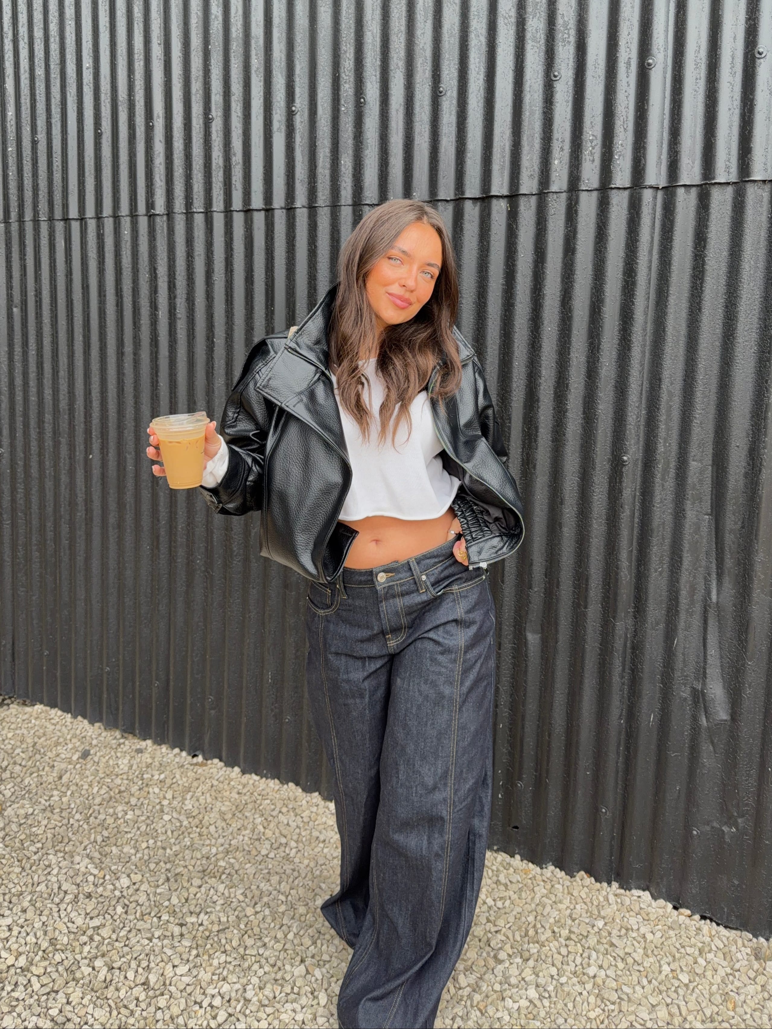 High Rise Baggy Wide Leg Jeans in Dark Wash