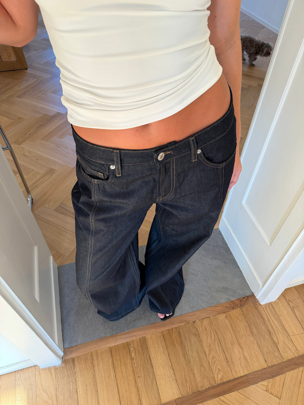 High Rise Baggy Wide Leg Jeans in Dark Wash