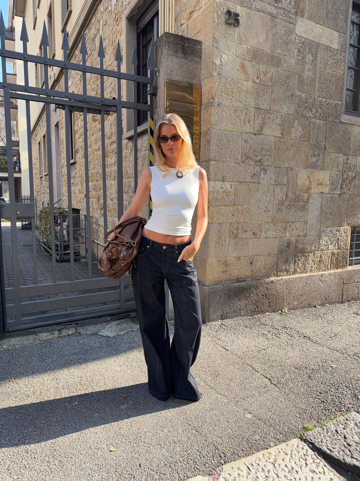 High Rise Baggy Wide Leg Jeans in Dark Wash