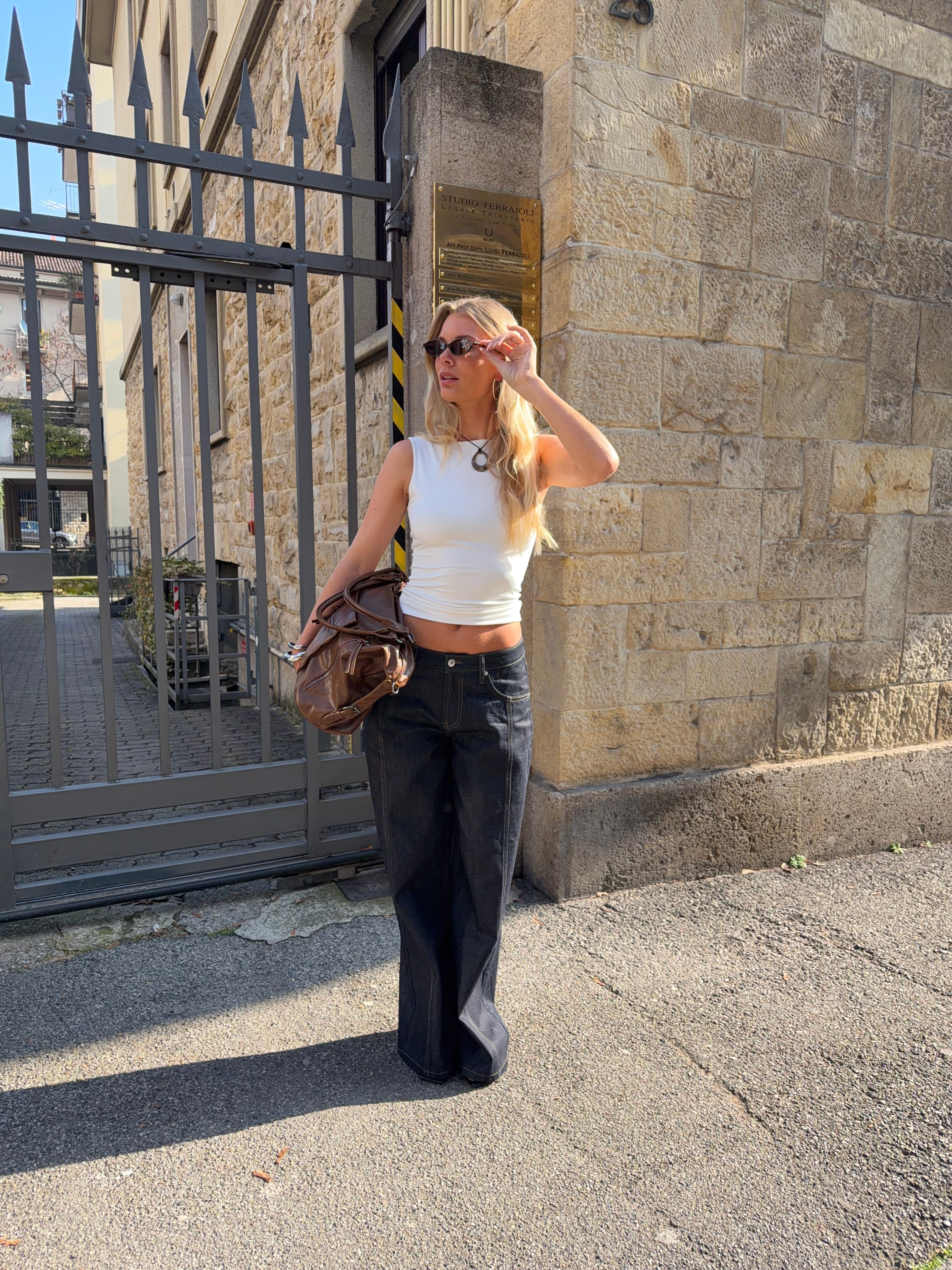 High Rise Baggy Wide Leg Jeans in Dark Wash