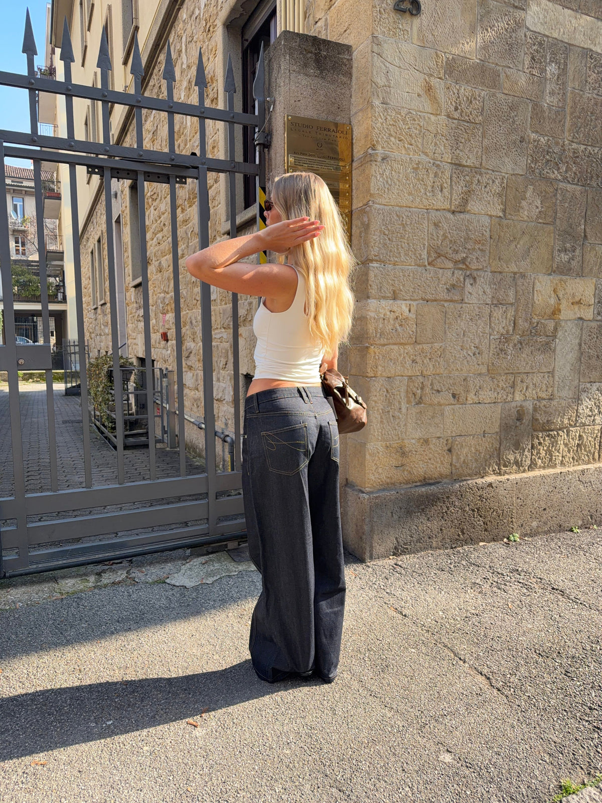 High Rise Baggy Wide Leg Jeans in Dark Wash