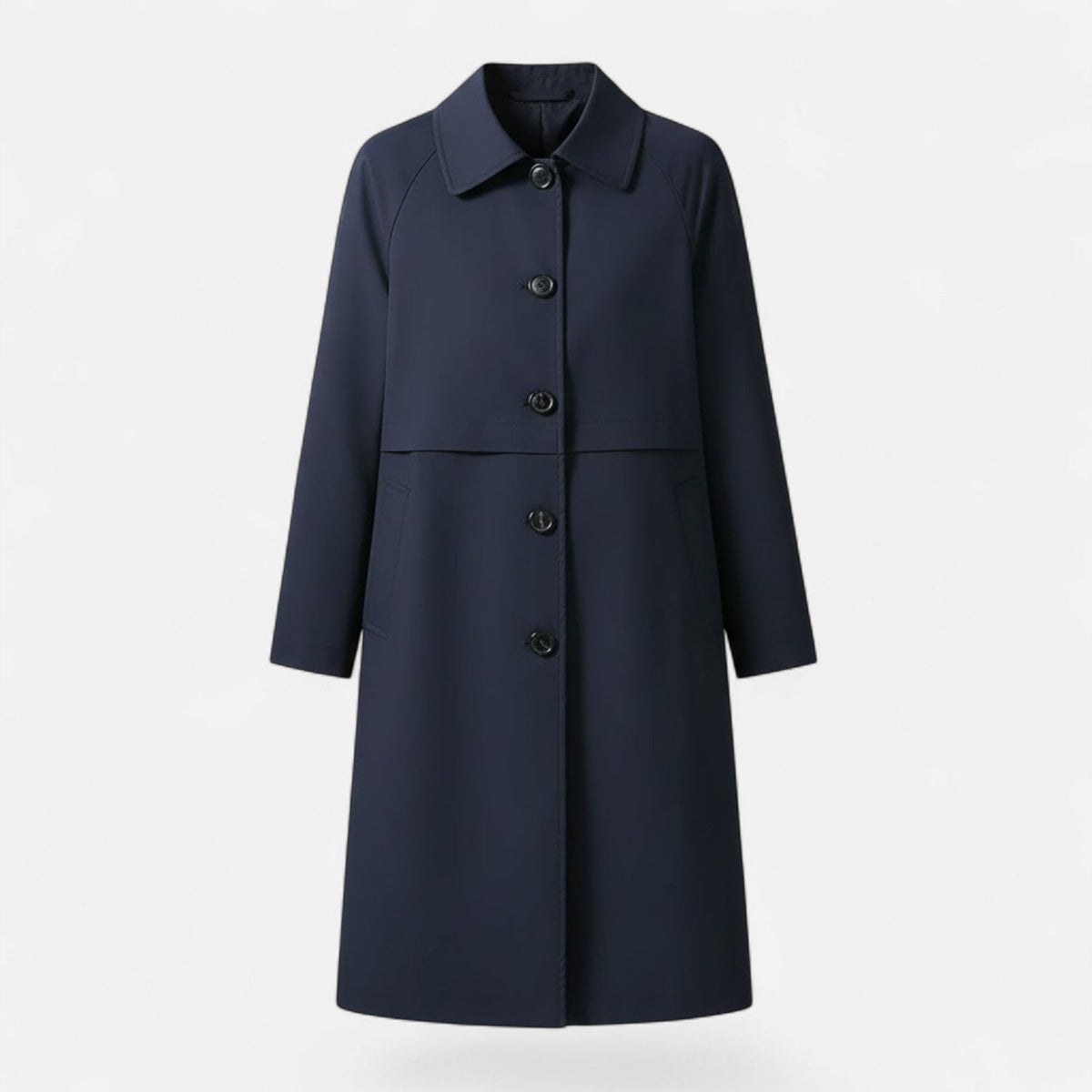 Wool Blend Mid Length Trench Coat with Button Front