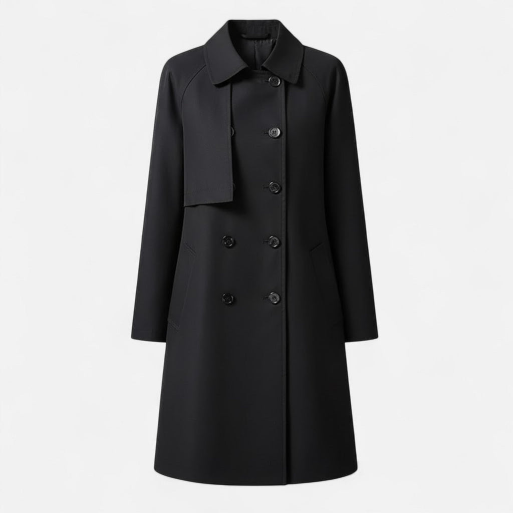 Wool Blend Mid Length Trench Coat with Button Front