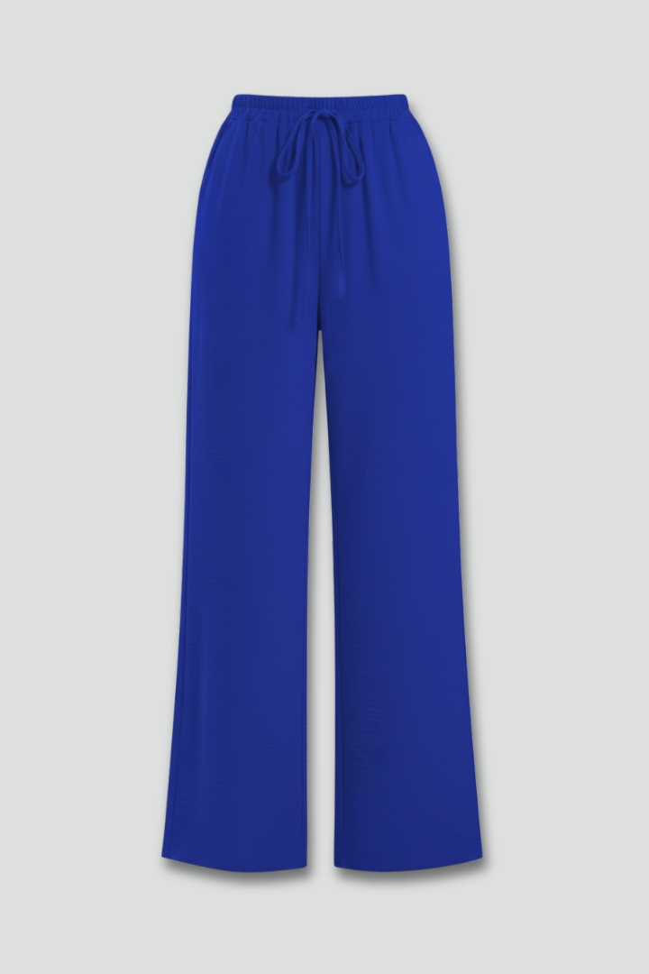 Wide Leg Palazzo Trousers with Drawstring Waist and Pockets