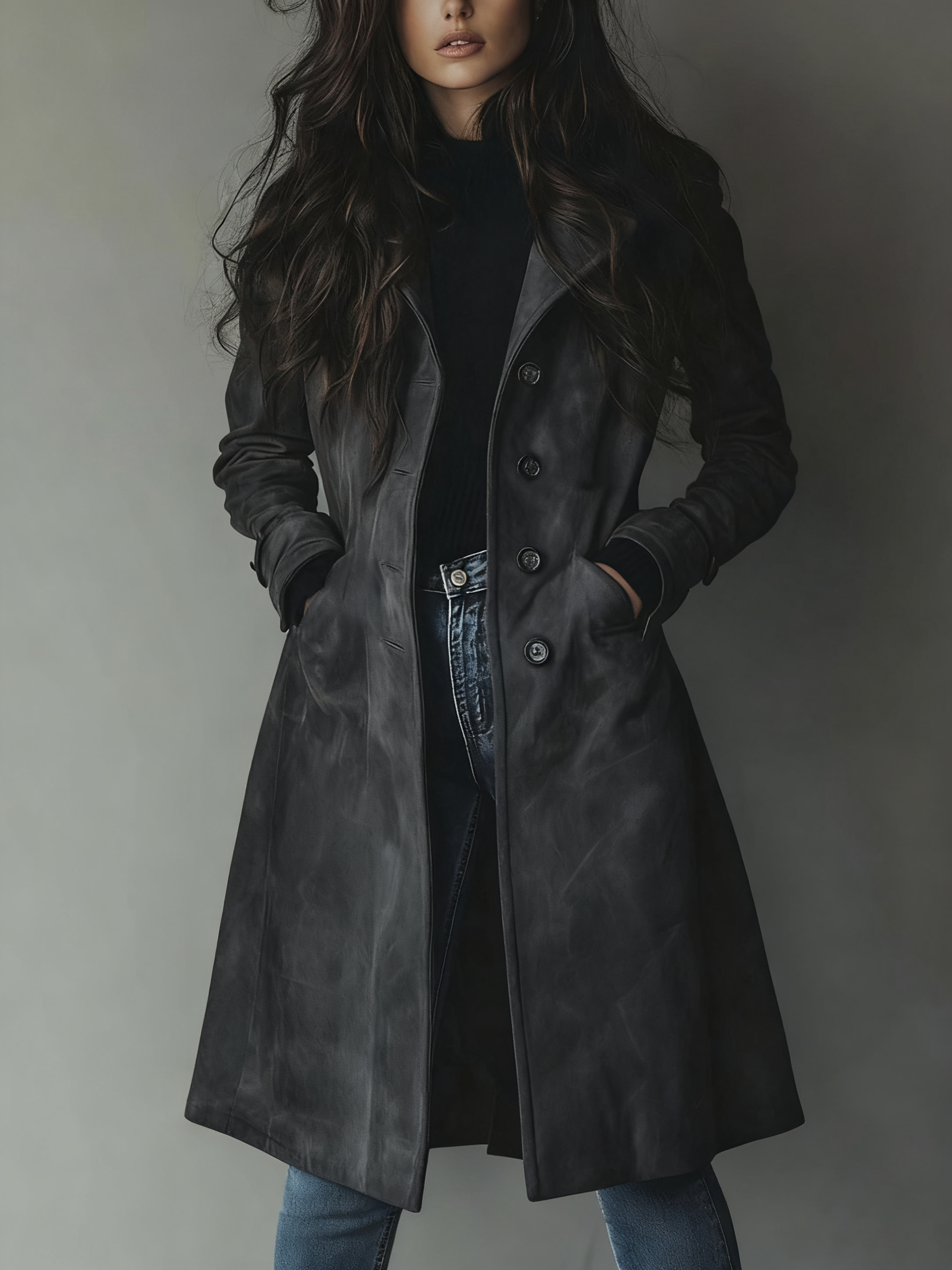 Classic Longline Overcoat with Double Breasted Front