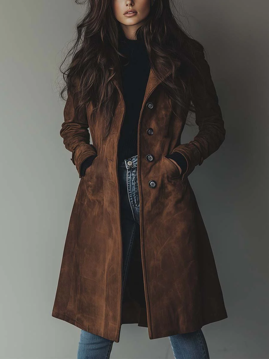 Classic Longline Overcoat with Double Breasted Front