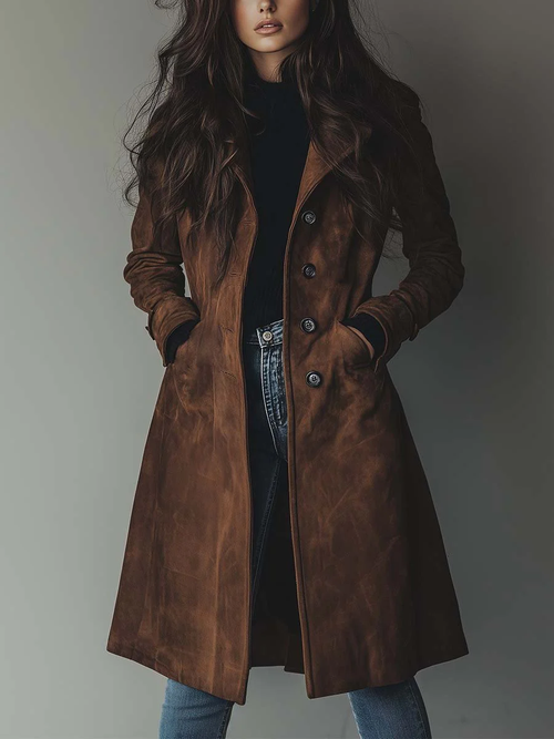 Classic Longline Overcoat with Double Breasted Front