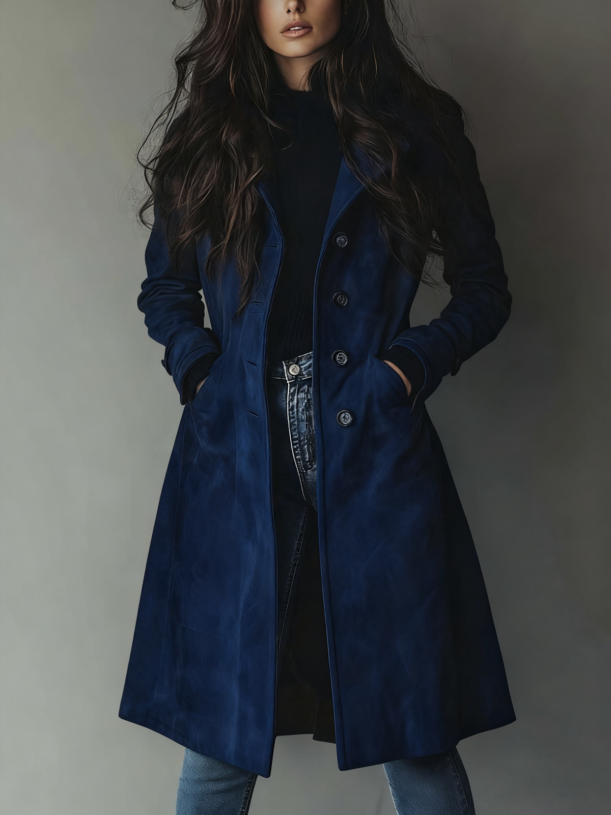 Classic Longline Overcoat with Double Breasted Front