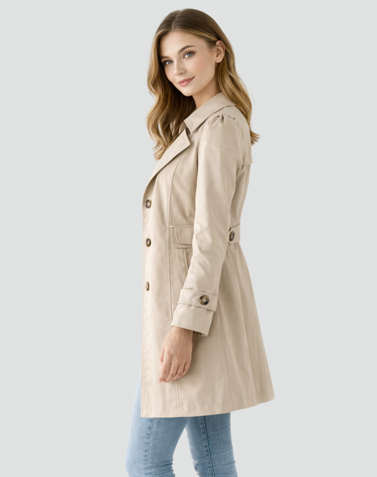Lightweight Tailored Trench Coat with Classic Lapel Collar