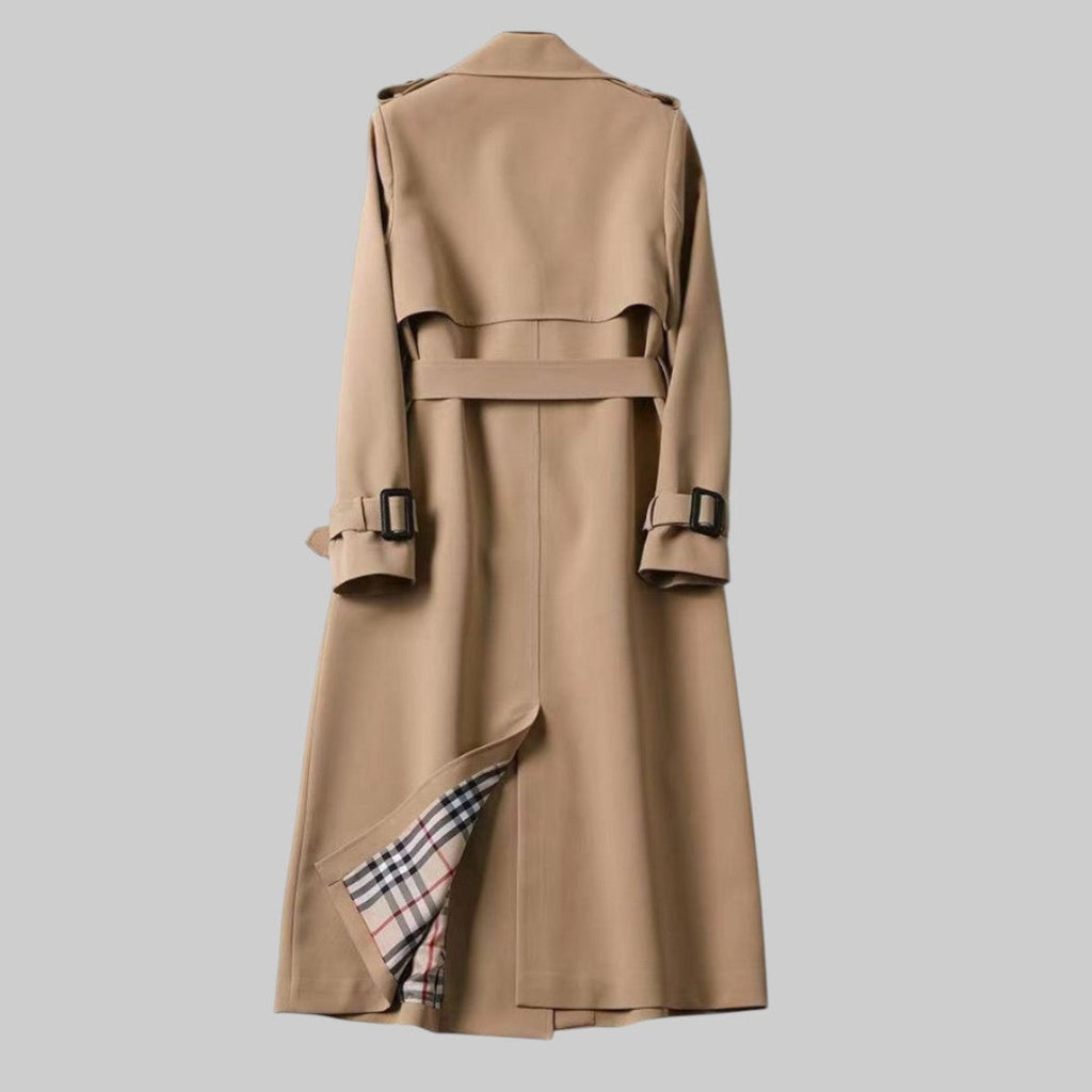 Belted Double Breasted Longline Trench Coat with Storm Flaps