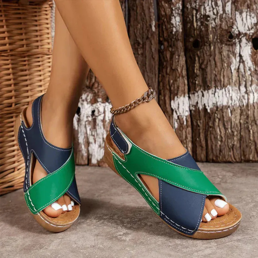 Slip On Platform Sandals with Woven Front Straps