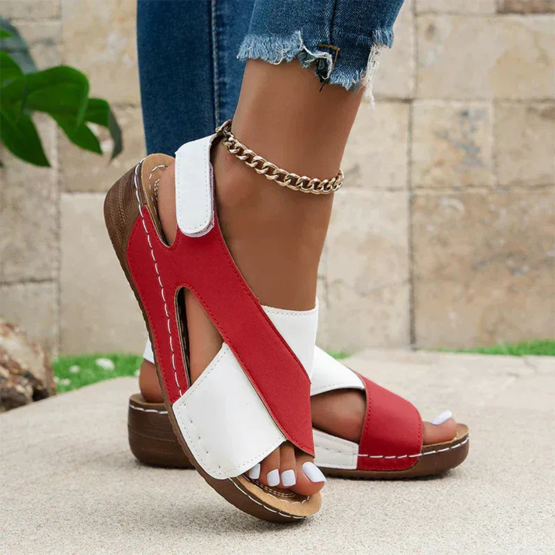 Slip On Platform Sandals with Woven Front Straps