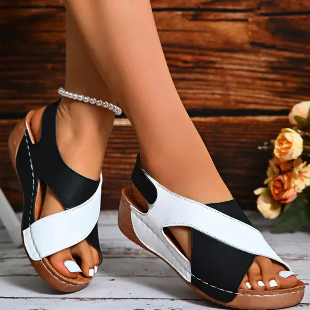 Slip On Platform Sandals with Woven Front Straps