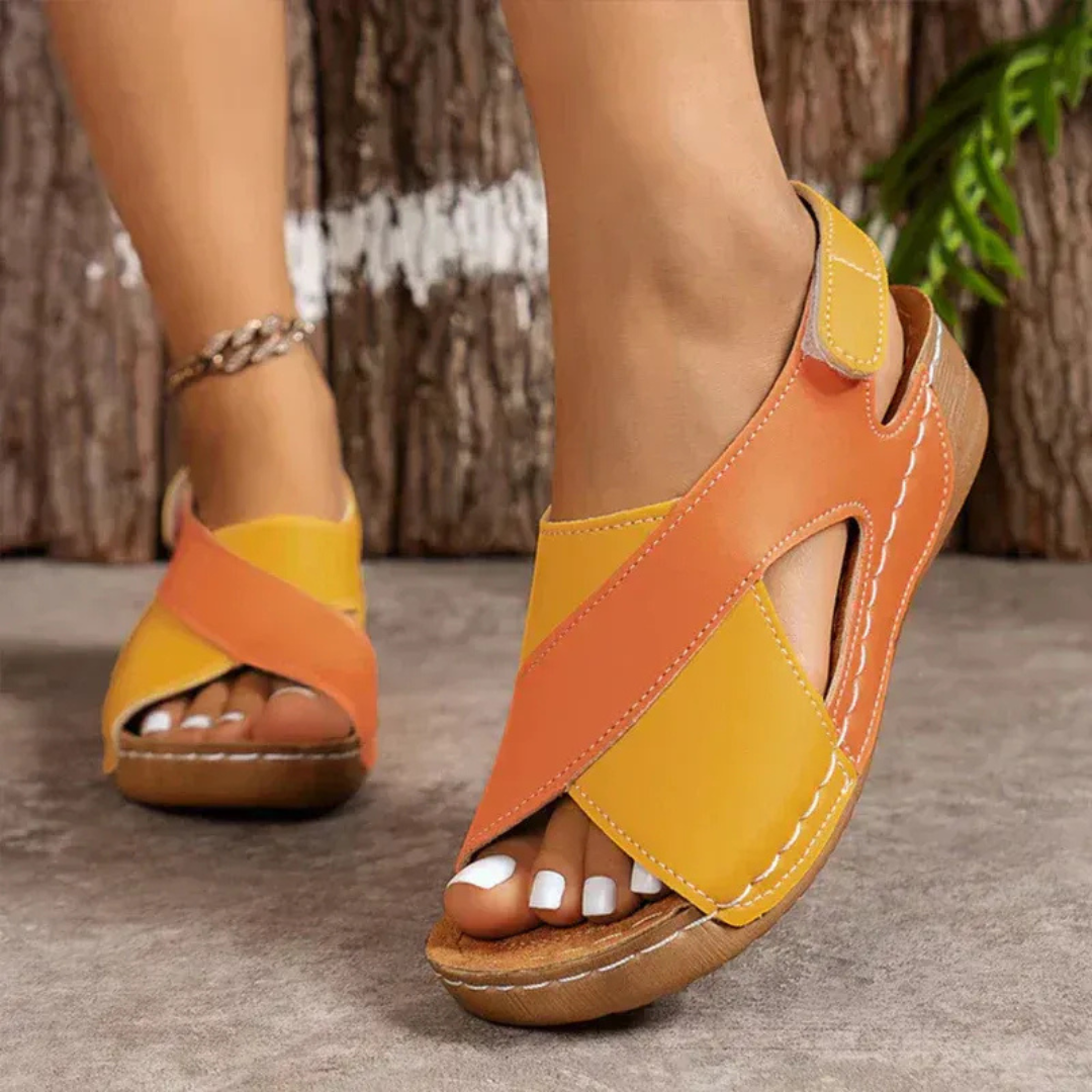 Slip On Platform Sandals with Woven Front Straps