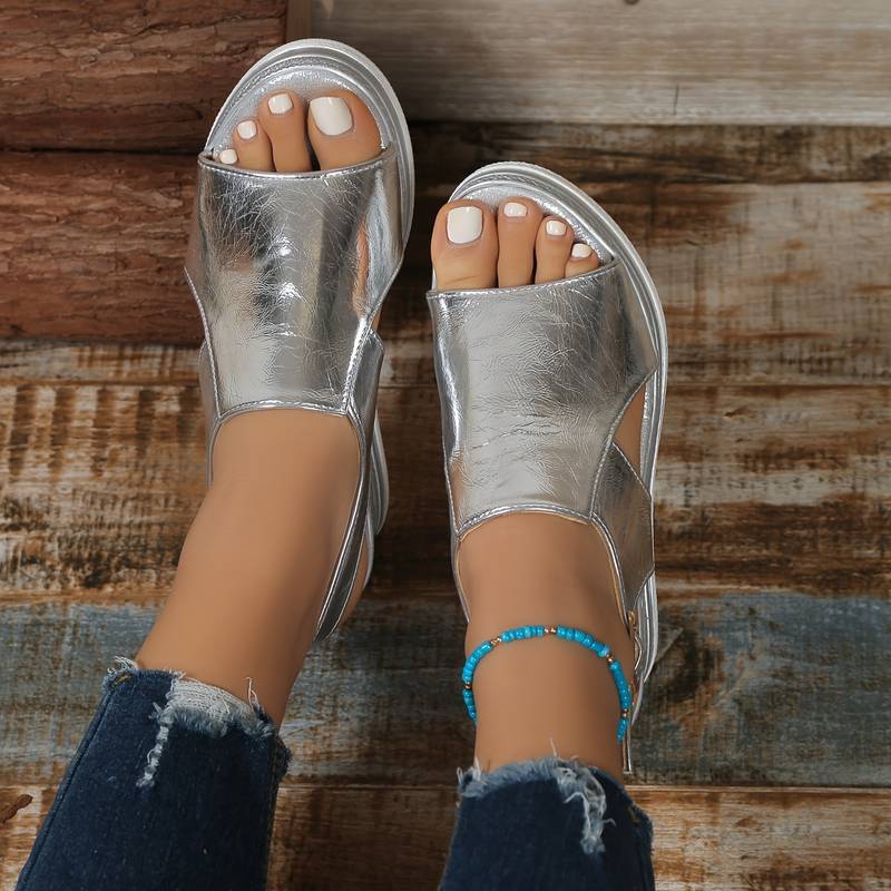 Wedge Platform Sandals with Adjustable Buckle Strap