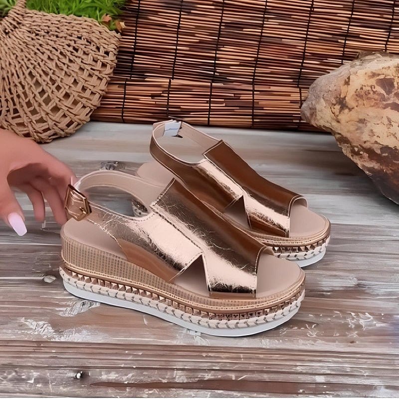 Wedge Platform Sandals with Adjustable Buckle Strap